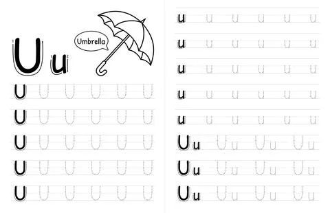 ABC Alphabets Tracing Book Interior For Kids. Children Writing Worksheet With Stock Illustration