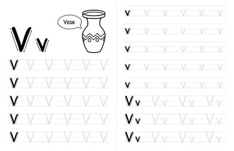 ABC Alphabets Tracing Book Interior For Kids. Children Writing Worksheet With Stock Illustration