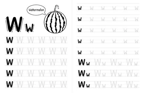 ABC Alphabets Tracing Book Interior For Kids. Children Writing Worksheet With Stock Illustration