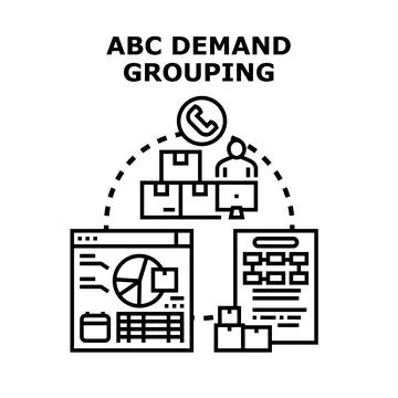 Abc analysis managing demand grouping for business inventory optimization Stock Illustration