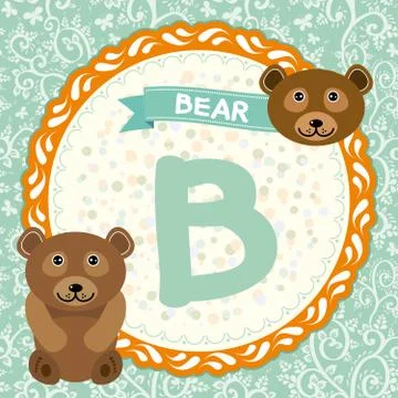 ABC animals B is bear. Childrens english alphabet. Vector Stock Illustration