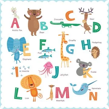 ABC animals_part 1 Illustrazione stock