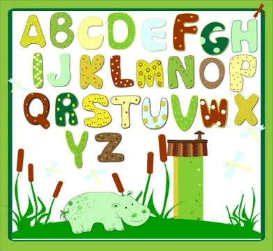 Abc baby hippo vector Stock Illustration