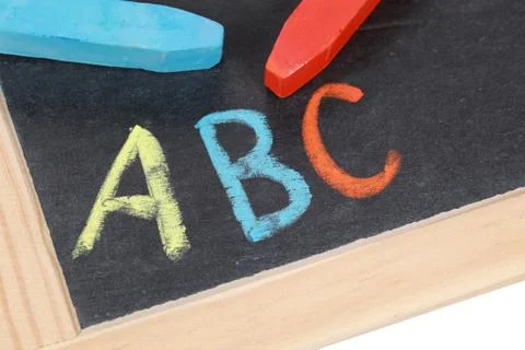 Abc on a blackboard at an elementary school Foto stock