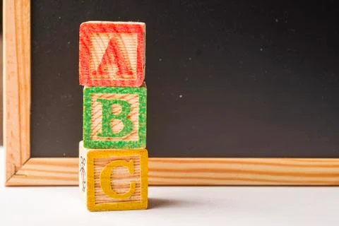 ABC blocks arranged in stack Stock Photos