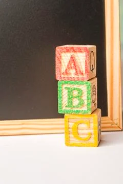 ABC blocks arranged in stack Stock Photos
