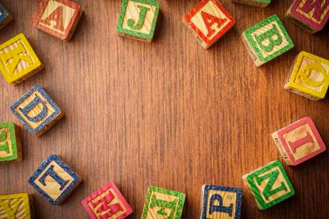 ABC blocks arranged in stack 스톡 사진