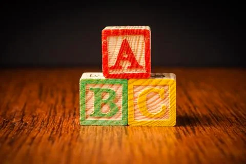 ABC blocks arranged in stack Stock Photos