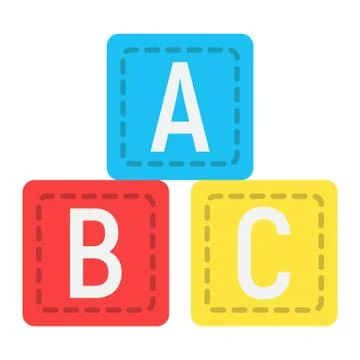 ABC blocks flat icon, alphabet cubes and education Stock Illustration