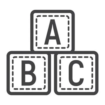 ABC blocks line icon, alphabet cubes and education Stock Illustration