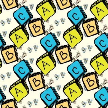 Abc blocks seamless pattern Illustrazione stock