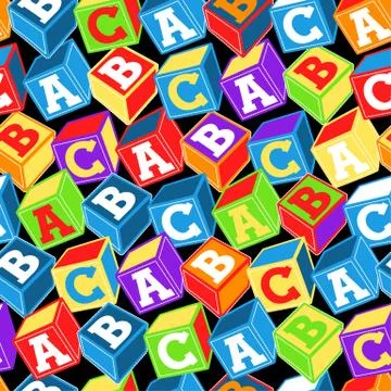 Abc blocks seamless pattern in lots of colors Stock Illustration