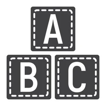 ABC blocks solid icon, alphabet cubes education Stock Illustration