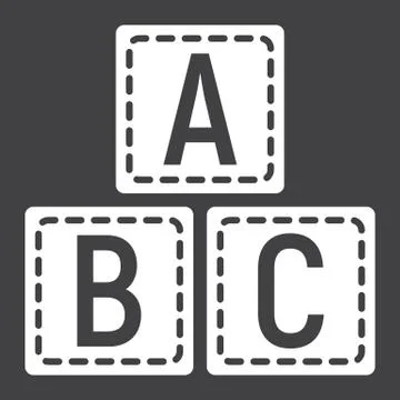 ABC blocks solid icon, alphabet cubes education Stock Illustration
