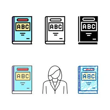 Abc book color icon set vector Stock Illustration