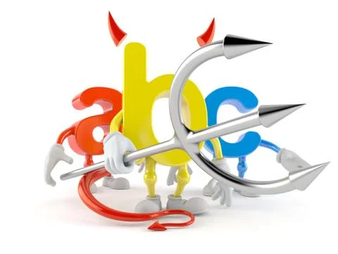 ABC character with devil horns and pitchfork Stock Illustration