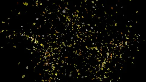 ABC Confetti Explosion for your School Party. Use Screen mode to overlay Stock Footage 109463188