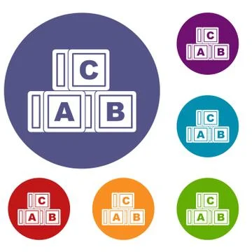 ABC cubes icons set Stock Illustration