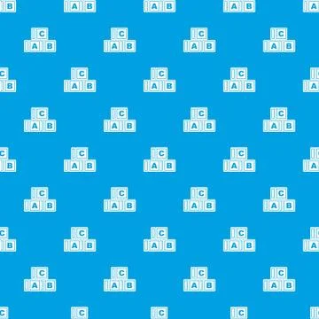ABC cubes pattern seamless blue Stock Illustration