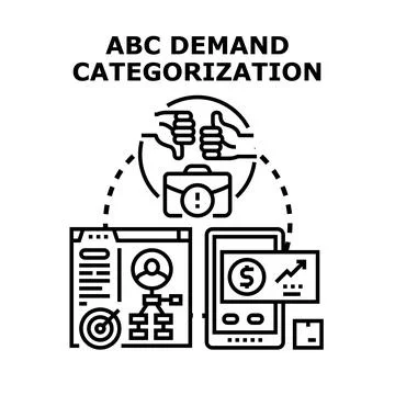 Abc demand categorization analyzing business strategy Illustrazione stock