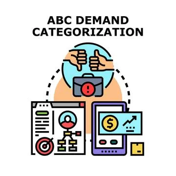 Abc demand categorization analyzing business strategy Stock Illustration