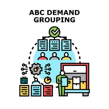 Abc demand grouping classification management inventory concept Stock Illustration