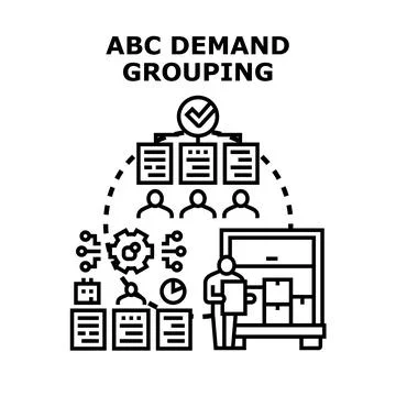 Abc demand grouping classification management inventory concept Stock Illustration