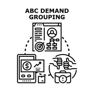 Abc demand grouping managing business analytics strategy Stock Illustration