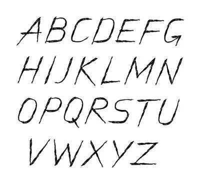 ABC Grunge Painted Letters Thin Italics Stock Illustration
