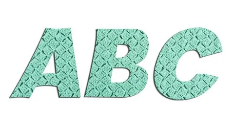 ABC with hand knitted texture on white background Stock Photos