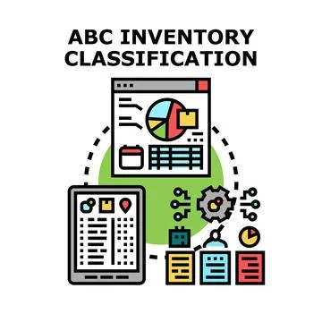 Abc inventory classification managing goods analysis concept Stock Illustration