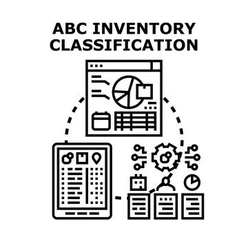 Abc inventory classification managing goods analysis concept Stock Illustration