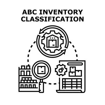 Abc inventory classification managing supply chain optimization Stock Illustration