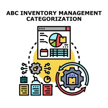 Abc inventory management categorization process concept Stock Illustration