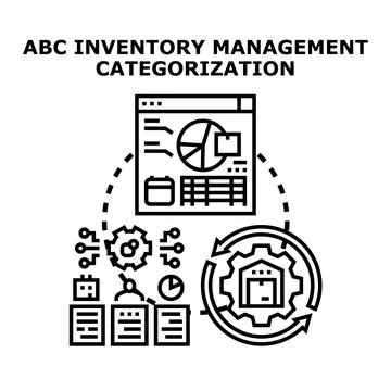 Abc inventory management categorization process concept Stock Illustration