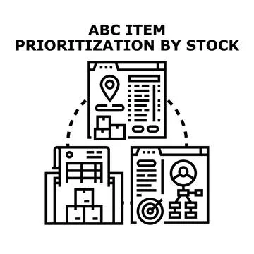 Abc inventory prioritization by stock management concept Stock Illustration