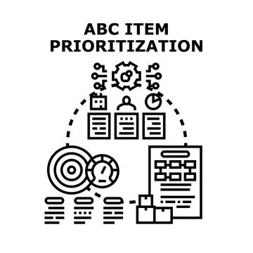 Abc item prioritization analysis and inventory management concept Stock Illustration