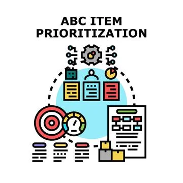 Abc item prioritization analysis and inventory management concept Stock Illustration