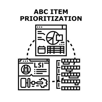 Abc item prioritization for inventory and task management Stock Illustration