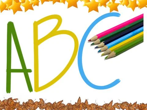 ABC letters banner. Simple flat design with color doodle. Education flyer Stock Illustration