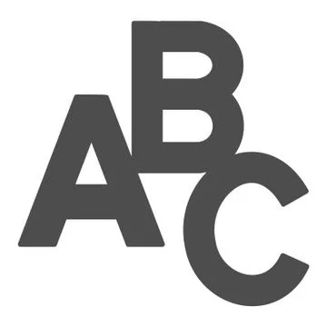 ABC letters solid icon, Back to school concept, first letters of alphabet sign Illustrazione stock
