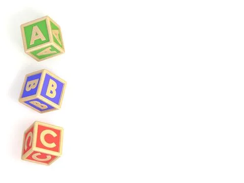 ABC list. Letter blocks A, B and C isolated Ilustração Stock