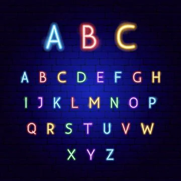 ABC Neon Alphabet Illustrazione stock