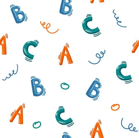 Abc seamless pattern. Letters for studying and reading. Concept of learning E イラスト素材