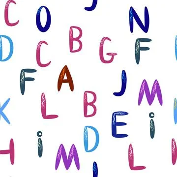 ABC seamless pattern in simple cartoon style. Cute alphabet print - hand dr.. Stock Illustration