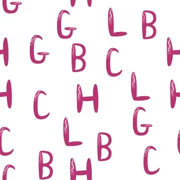 ABC seamless pattern in simple cartoon style. Cute alphabet print - hand dr.. Stock Illustration