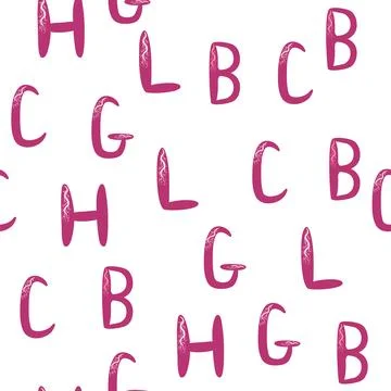 ABC seamless pattern in simple cartoon style. Cute alphabet print - hand dr.. Stock Illustration