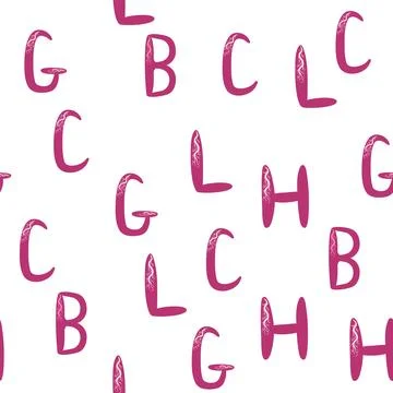 ABC seamless pattern in simple cartoon style. Cute alphabet print - hand dr.. Stock Illustration