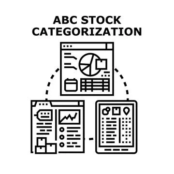 Abc stock categorization managing inventory data analytics Stock Illustration