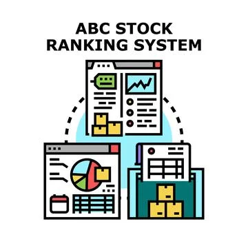 Abc stock ranking system analyzing inventory data Stock Illustration